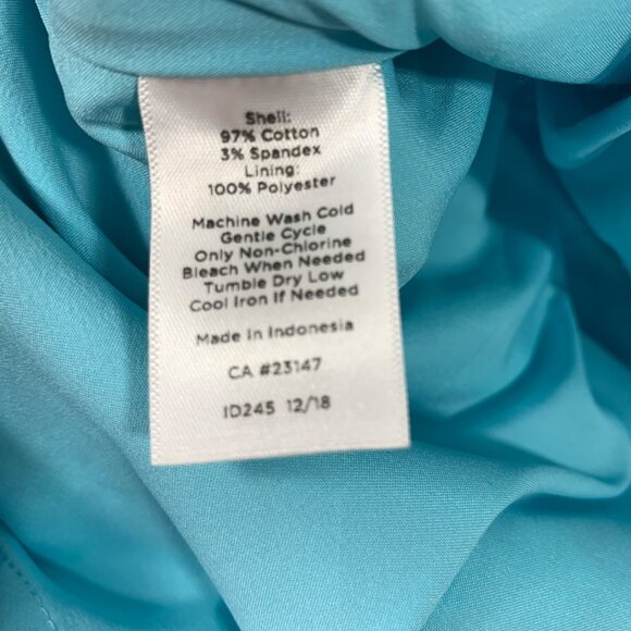 Talbots A-Line Skirt medallion canvas cotton aqua blue & white size 10 petites - Picture 12 of 12